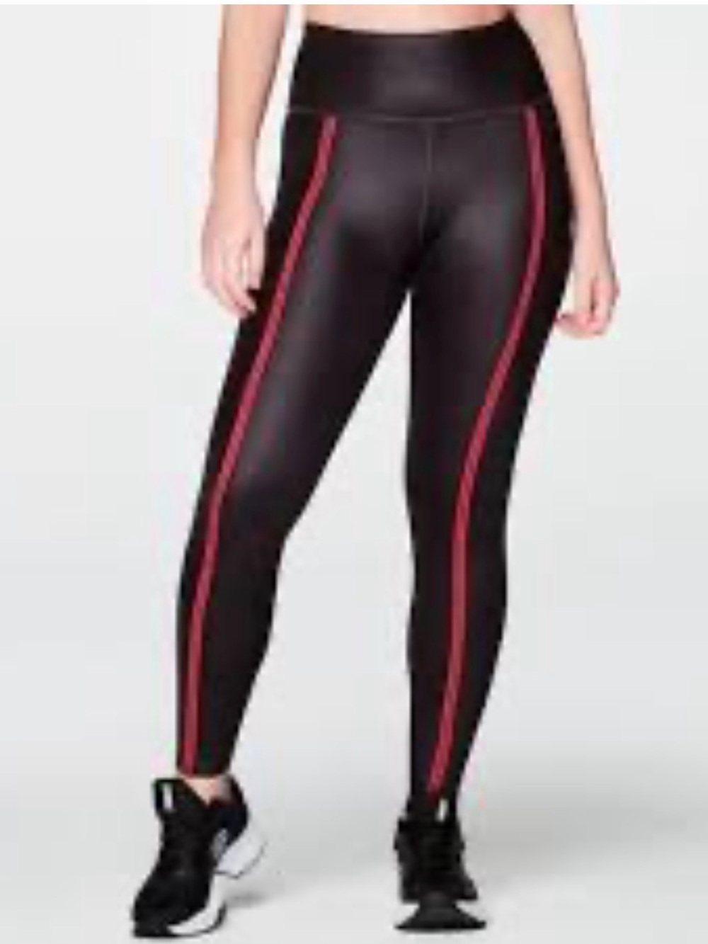 Zumba Fitness Black Leggings with Red Side Stripes